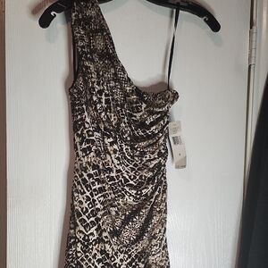 Ralph Lauren One-Shoulder Leopard Print Dress